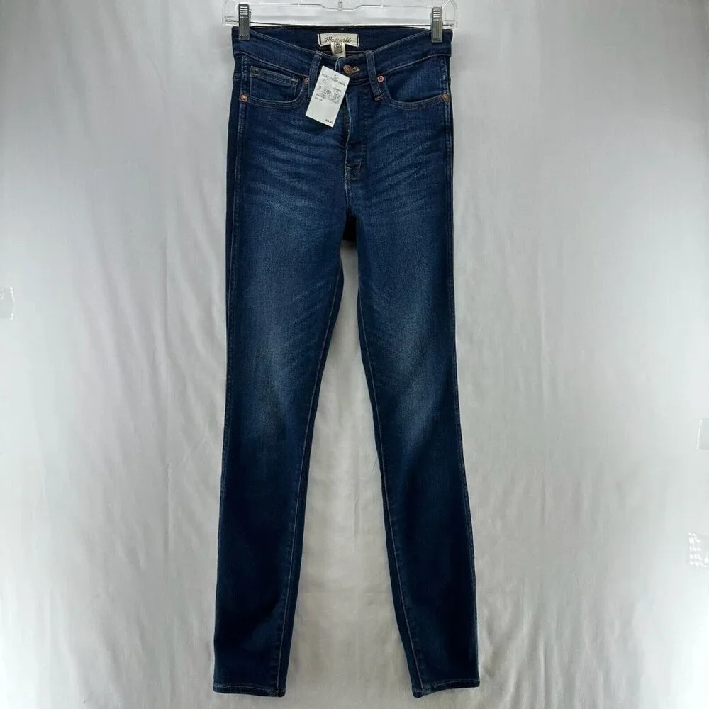 Madewell Jeans Womens Sz 24 10" High Rise Skinny Dark Washed Stretch Denim Blue